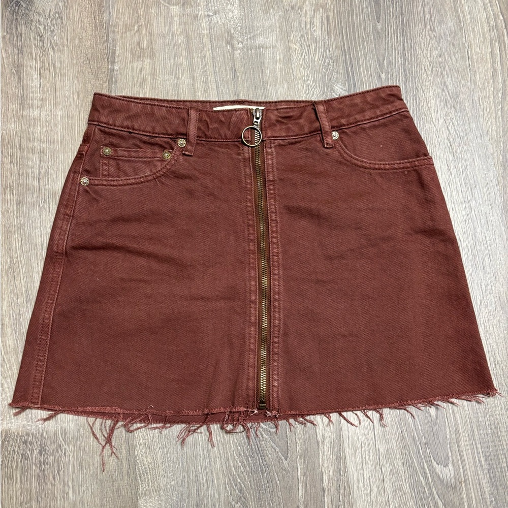 We The Free Zip It Up Denim Skirt